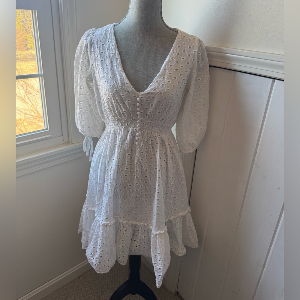 White Cotton Eyelet Dress